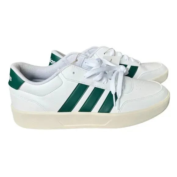 NWT ADIDAS Breaknet 3.0 Sneaker, Tennis Shoe, Men's Size 10, White/Green - Picture 2 of 9